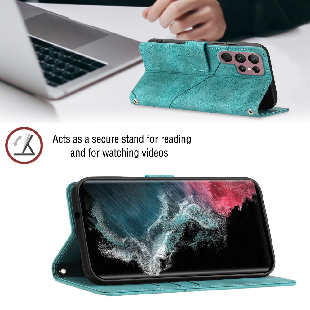 For Samsung Galaxy S22 Ultra 5G PT005 YB Imprinting Series-6 Leather Phone Case Stand Wallet Shockproof Flip Phone Cover For Samsung Galaxy S22 Ultra 5G PT005 YB Imprinting Series-6 Leather Phone Case Stand Wallet Shockproof Flip Phone Cover